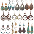 11 Pairs Vintage Drop Dangle Earrings for Women Boho Earring Jewelry Set Retro Flower Dangly Earring Teardrop Sun and Moon Earrings for Mother's Day Christmas