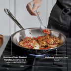 All-Clad D3® Stainless Steel 12 inch Frying Pan With Lid- Made in the USA- The Original Bonded Professional Cookware- Oven Safe & Induction Compatible