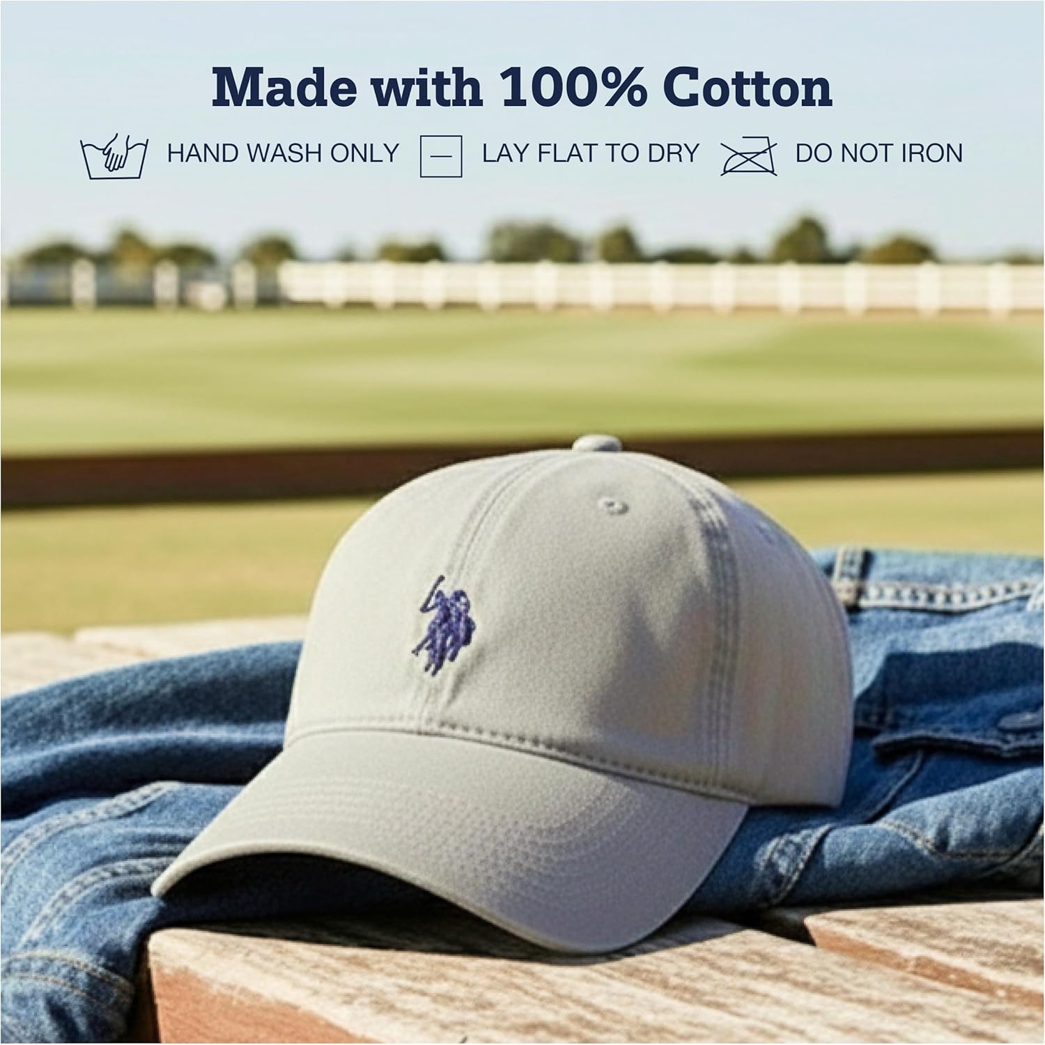 U.S. Polo Assn. Baseball Cap, 100% Cotton Adjustable Dad Hat with Small Pony Logo