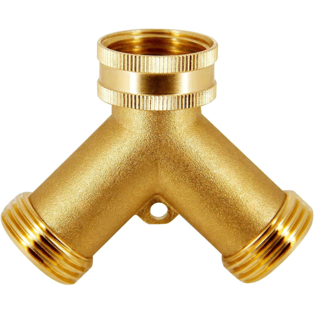 Triumpeek Brass Garden Hose Splitter, 3/4 Inch 2-Way Y Brass Hose Connector With O-Ring Washers & Tape