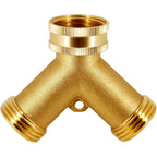 Triumpeek Brass Garden Hose Splitter, 3/4 Inch 2-Way Y Brass Hose Connector With O-Ring Washers & Tape