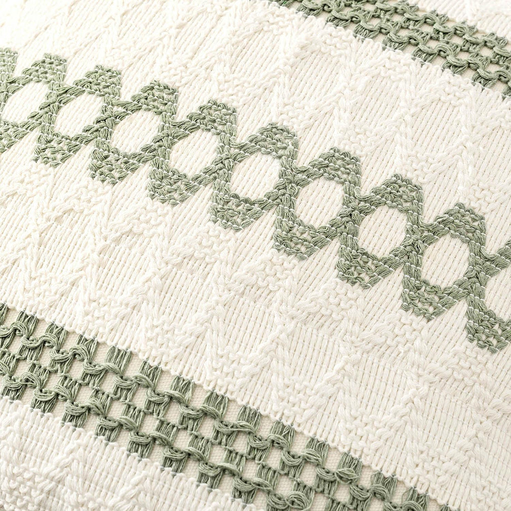 Miulee Set Of 2 Sage Green Boho Decorative Pillow Covers 18X18 Inch | Farmhouse Couch Throw Pillows Modern Summer Cotton Cushion Covers Macrame Woven Spring Decor For Bed Sofa Chair