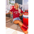 ALLTB 4th of July Shirt Women Loves Jesus and America Too Shirts Patriotic Tshirt Christian Short Sleeve Tee Top