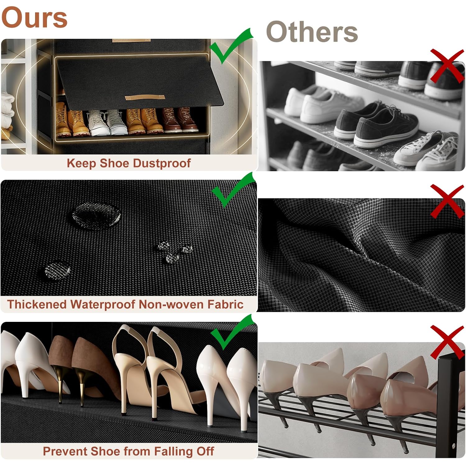 Shoe Rack, 5 Tier Shoe Storage Cabinet With Door 20 Pair Plastic Shoe Shelves Organizer For Closet, Entryway, Hallway, Bedroom, Black