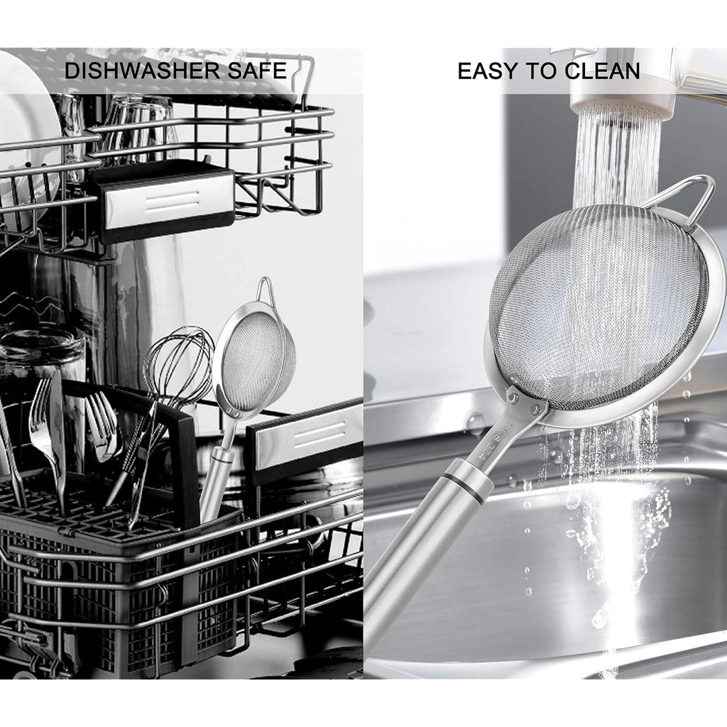 304 Stainless Steel Fine Mesh Strainers For Kitchen, Colander-Skimmer With Handle, Sieve Sifters For Food, Tea, Rice, Oil, Noodles, Fruits, Vegetable