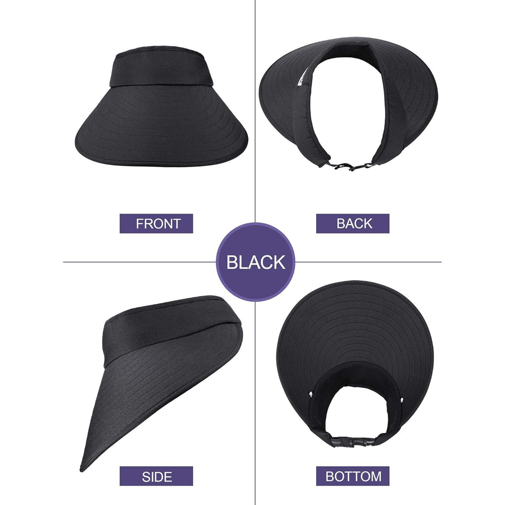 Syhood 2 Pieces Sun Visor Hats for Women Large Wide Brim Visor Hats Adjustable Summer UV Protection Packable Golf Beach Caps