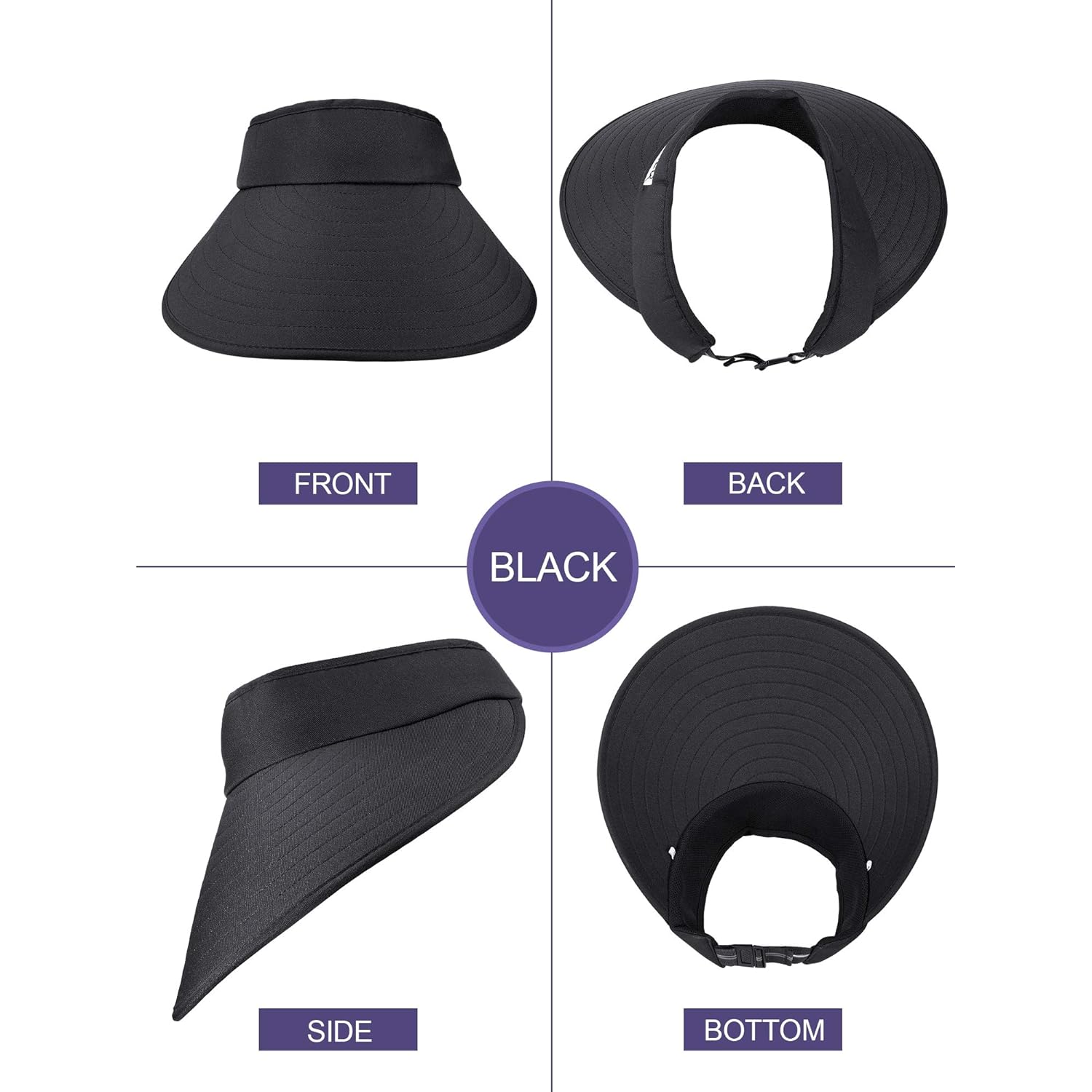 Syhood 2 Pieces Sun Visor Hats for Women Large Wide Brim Visor Hats Adjustable Summer UV Protection Packable Golf Beach Caps