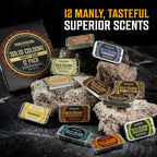 Viking Revolution Solid Cologne 12Pk For Men - Men'S Cologne Gift Set With Sandalwood, Vetiver, Palo Santo, Coffee Whiskey, Spiced Vanilla, Bourbon Suede - Travel Size Gifts For Men (0.5 Oz Each)