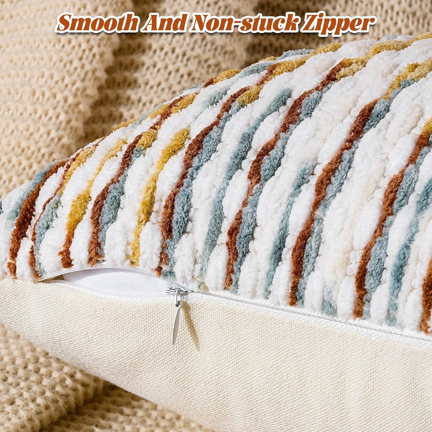 Set Of 2 Boho Chenille Pillow Cover Decorative Tufted Pillowcase For Couch Bed Sofa Bedroom Living Room Modern 18 X 18-Inch Brown