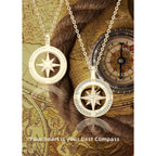 Compass Necklace for Women, 925 Sterling Silver Pendant Jewelry Cubic Zirconia Unisex Senior High School College for Masters Degree Graduation Birthday Christmas Ideas Gift