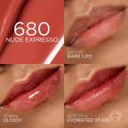 L'Oreal Paris Hyaluron Tint Lip Stain Serum, Long Lasting, Hydrating Lip Makeup Infused With Hyaluronic Acid, 680 Nude Espresso (Medium Brown Nude)