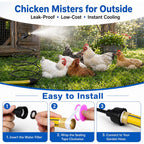 Hose Misters For Outside Patio, 60 Inch Standing Outdoor Misters For Patio Cooling, Hose Misting Sprinkler Cooling System For Chicken Coop, Backyard, Garden, Tanning, Bbq, Pool, And Bird Bath, Black
