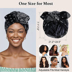 Satin Lined Beanies for Women Chemo Headwear Silky Lined Cotton Sleeping Cap Black