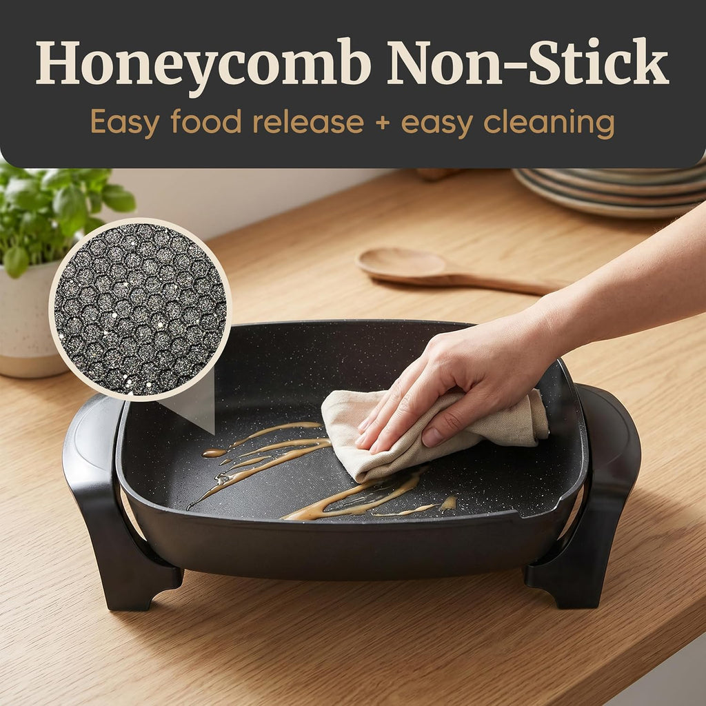Elite Gourmet Eg-6203# Extra Deep 16"X13" (10.5 Qt.) Non-Stick Electric Skillet With Glass Vented Lid & Pour Spout | Dishwasher Safe, Long-Lasting Non-Stick, 200-400°F | Serves 6-8, Black