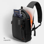 Sharper Image Crossbody Sling Bag For Men And Women, Water Resistant Cross Body Backpack, Chest Bag W/Adjustable Shoulder Strap, Casual Daypack For Outdoor Travel Hiking, Black (Venture Collection)
