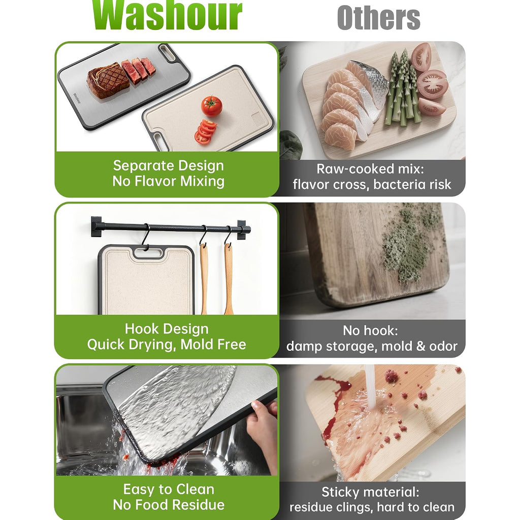 Non Toxic Titanium Cutting Board For Kitchen, Food Grade Titanium Cutting Boards 2 In 1 Double Sides, Non Slip Cutting Mat 16" X 11"