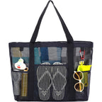 Fammart Mesh Beach Bag with Zipper, Large Beach Tote for Women, Toys Pool Swim Bag Travel Vacation Cruise Essentials
