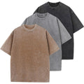 Men'S Cotton T-Shirts Oversized Unisex Short Sleeves Casual Loose Wash Solid Basic Tee Tops