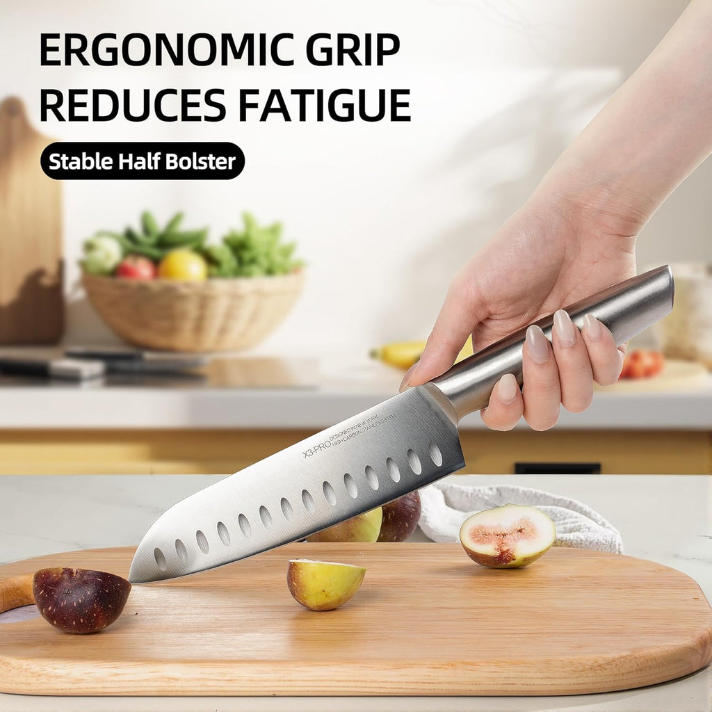 KnifeSaga Kitchen Knife Set 14 Piece Premium Japanese High Carbon Stainless Steel Knife Block Sets with Built-in Sharpener, Razor Sharp Knives Set for Kitchen, Quality Acacia Wood Block Knife Set