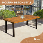 Devoko Home Acacia Wood Dining Table 6-Person Indoor Outdoor Table With Iron Legs, Sandblast Finish, Natural Stained, Rustic Metal, 69 * 33 * 30 Inch (Natural)