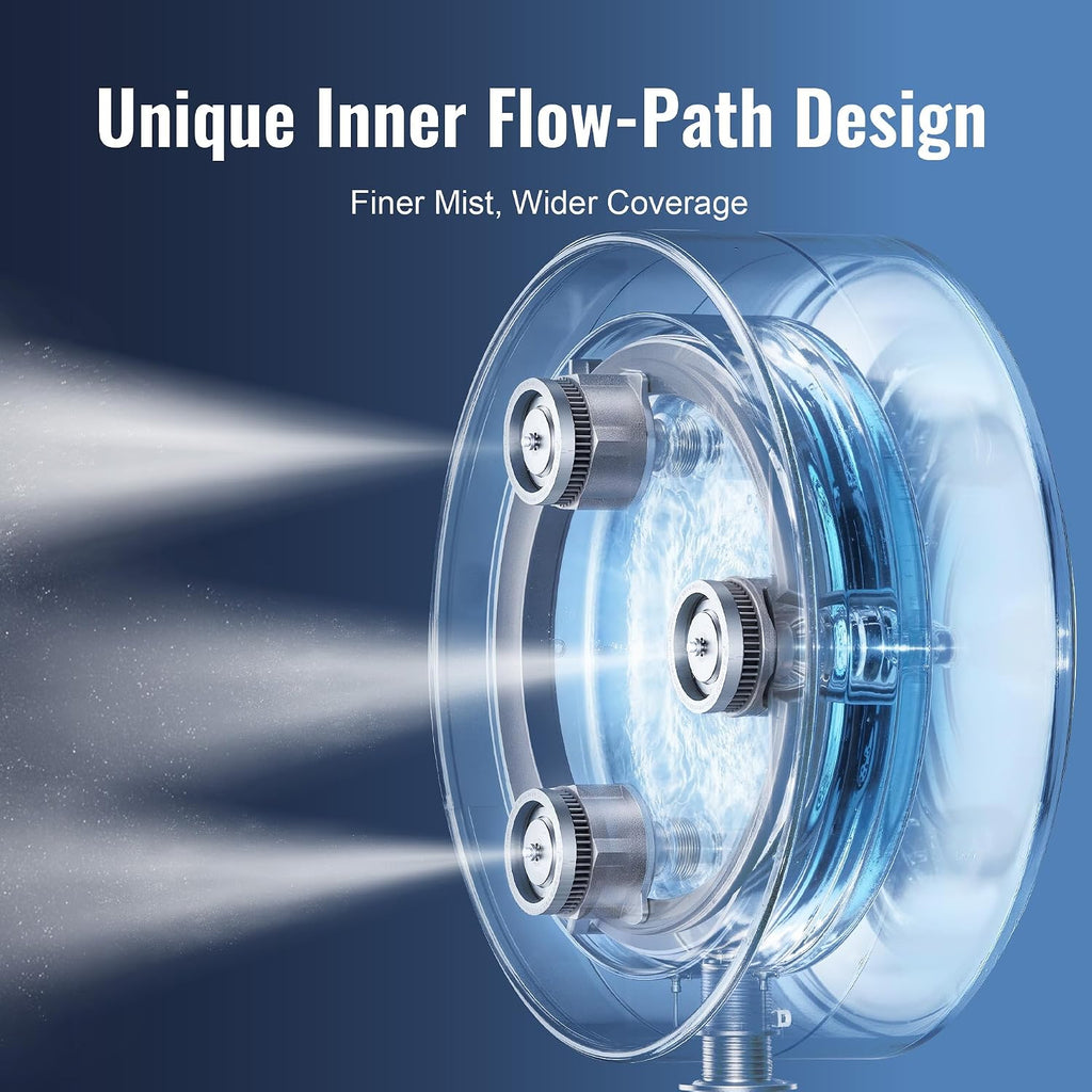 Fan Misters For Cooling Outdoor, Magnetic Misting Cooling System, Triple Nozzle Design, 16.4Ft Misting Line, Outside Fans Misting Kit For Cool Patio, Backyard, Pool (Fans Not Included)