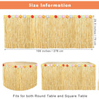 Fovths Luau Grass Table Skirt Natural 9 Feet x 29.5 Inch Hawaiian Table Skirt for Tropical Hawaiian Party Decorations Luau Costume Party, Straw Yellow