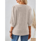 AUTOMET Womens 3/4 Length Puff Sleeve Tops Business Casual Dressy Work Blouses