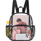 Busiuw Clear Backpack for Stadium Events Clear Backpack 12x12x6 with Front Pocket for Concert Sport Fashion Women Backpack Events Work Travel
