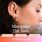 Cords Club Marquise Flat Back Stud – ASTM-F136 Implant Grade Titanium - Push Pin Design for Sensitive Ears – Available in 18K Gold Plated & Titanium Silver (Single Earring)