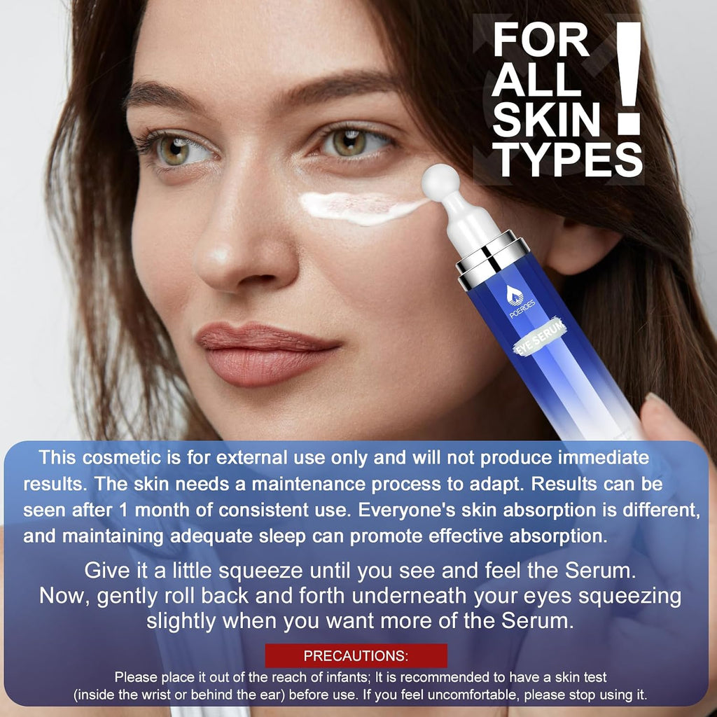 Eye Serum With 8% Caffeine & 8% Retinol, Under Eye Cream With Hyaluronic Acid, Niacinamide & Peptides, 360° Cooling Roller For Dark Circles, Puffiness, Fine Lines & Wrinkles, 0.5 Fl Oz