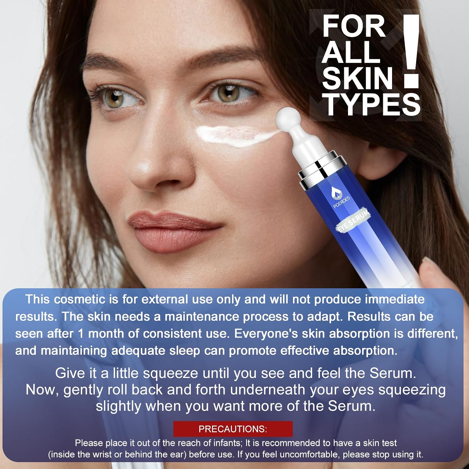 Eye Serum With 8% Caffeine & 8% Retinol, Under Eye Cream With Hyaluronic Acid, Niacinamide & Peptides, 360° Cooling Roller For Dark Circles, Puffiness, Fine Lines & Wrinkles, 0.5 Fl Oz