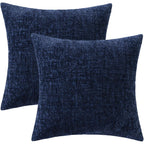 Miulee Decorative Throw Pillow Covers 18X18 Pack Of 2 Navy Blue Couch Pillow Covers Soft Cozy Textured Chenille Pillowcases For Home Decor Sofa Living Room Cushion Bedroom