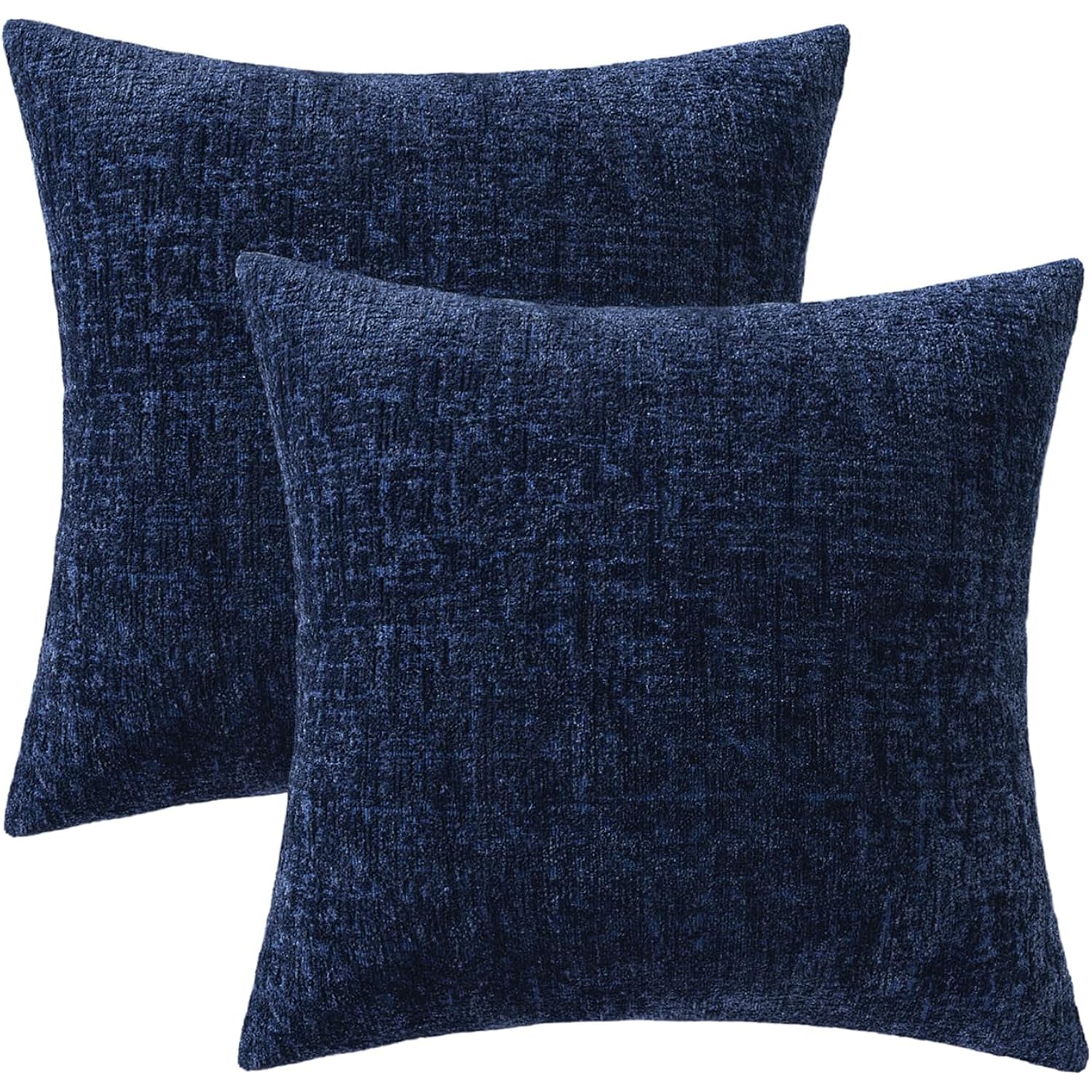 Miulee Decorative Throw Pillow Covers 18X18 Pack Of 2 Navy Blue Couch Pillow Covers Soft Cozy Textured Chenille Pillowcases For Home Decor Sofa Living Room Cushion Bedroom