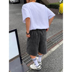 Emmiol Baggy Jean Shorts Men, Y2K Jorts Cargo Ripped Elastic Waist, Mens Denim Shorts Comfy Casual Streetwear Summer