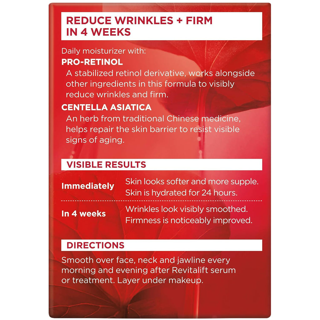 L'Oreal Paris Revitalift Anti-Wrinkle And Firming Face And Neck Moisturizer, Pro Retinol 1.7 Oz