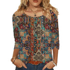3/4 Length Sleeve Womens Tops Round Neck Casual Summer Tunic Tops Basic Tees Blouses Dressy T-Shirts Pleated Shirts