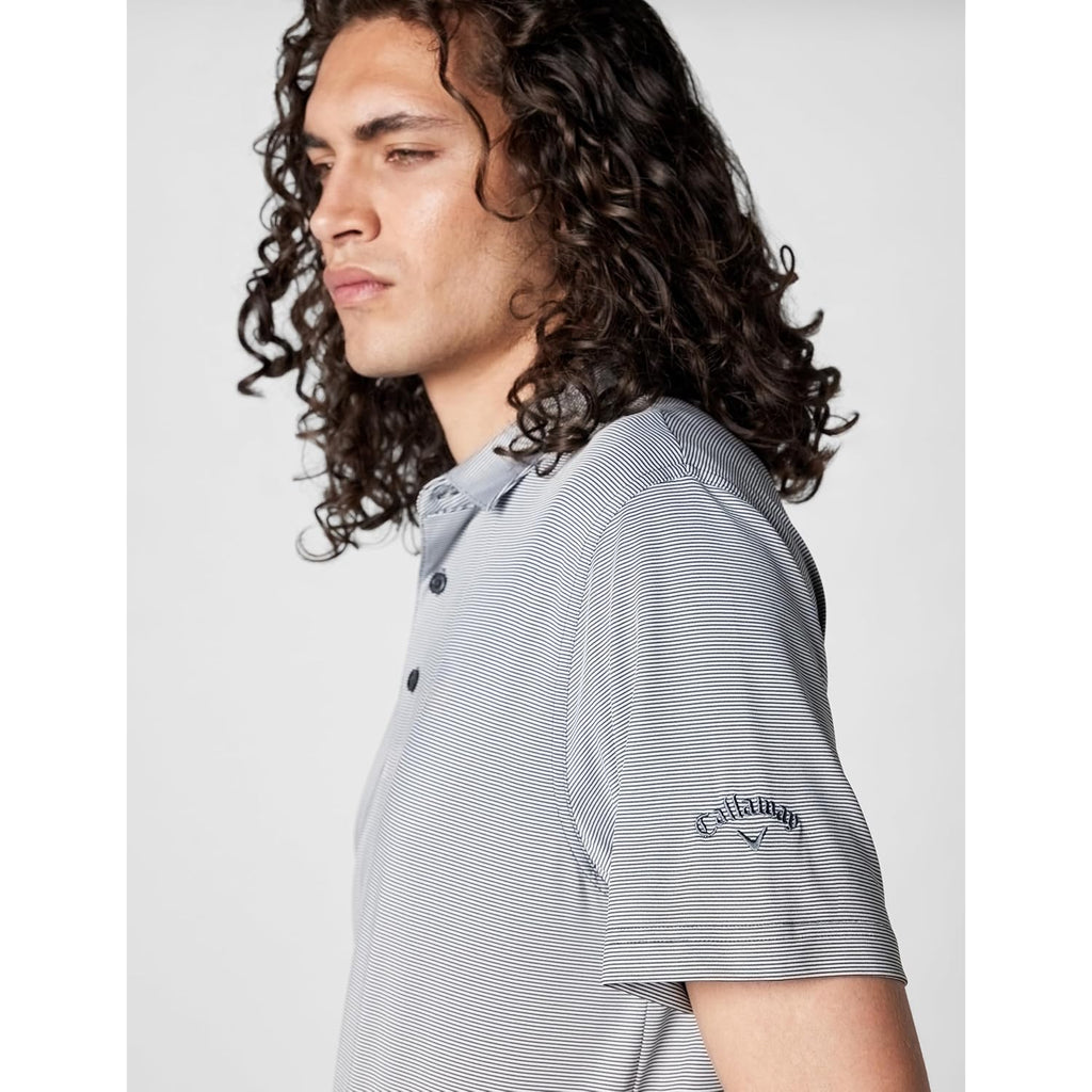 Callaway Men'S Fine Line Stripe Short Sleeve Moisture-Wicking Stretch Golf Polo Shirt (Available In Big & Tall)