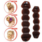 Goldrose Buns 2 Pieces Magic Hair Styling Styler Hair Bun Maker | Twist Ring Former Shaper Doughnut Donut Chignon Bun Maker Clip Hair Curler Accessory Small & Large (Brown)