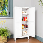 Metal Pantry Cabinet, Kitchen Pantry Storage Cabinets With 2 Door And 3 Adjustable Shelves, White Kitchen Pantry Cabinet, Freestanding Cupboard For Dining Room Living Room Bathroom