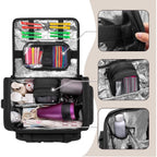 Large Insulated Hairdresser Bag With A Semi Detachable Divider And 2 Removable Pouches, Hairstylist Traveling Bag Holds Various Hair Cutting Tools, Black