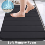 Memory Foam Bath Mat, 30" X 20", Ultra Soft Bathroom Rugs, Water Absorbent And Machine Washable Bath Rug For Bathroom, Shower, And Tub, Black