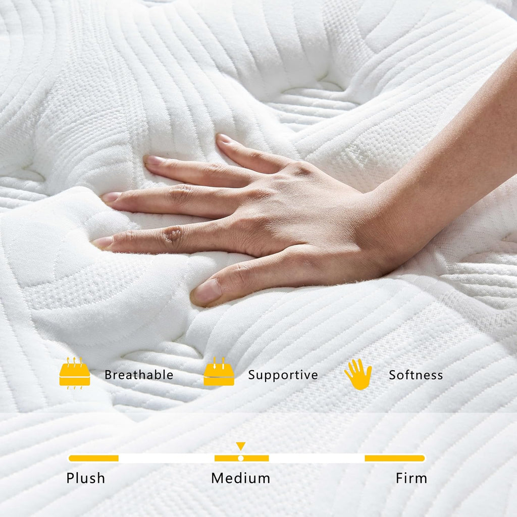 Full Size Mattress, 12 Inch Full Mattress In A Box, Hytrid Mattress With Pocket Sprines And Certipur- Us Certified Foan, Motion Isolation.Medium Firm, Pressure Relief For Cool Night