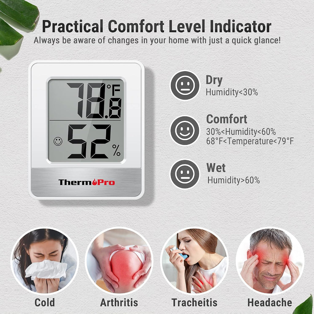 Temppro Tp49 Digital Hygrometer Indoor Thermometer | Humidity Meter Room Thermometer With Temperature And Humidity Monitor Mini Hygrometer (Previously Thermopro)