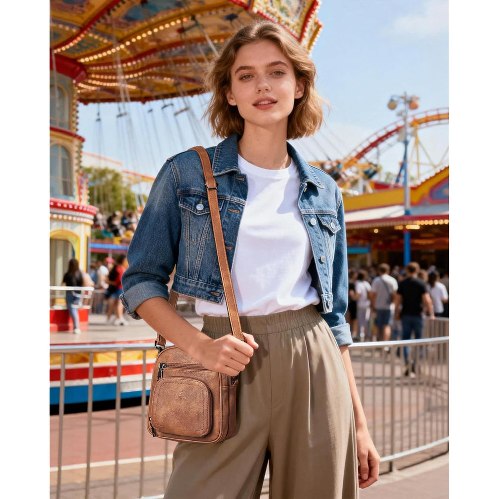 FADEON Small Purses for Women Crossbody Bags, Designer PU Leather Mini Cross Body Purse Travel Shoulder Bag Card Slots