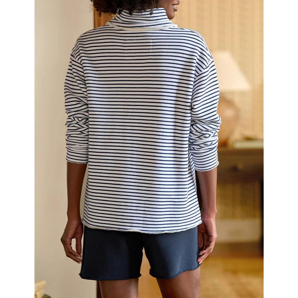 Women's Casual V Neck Pullover Sweatshirt Long Sleeve Solid Color/Stripe Polo Collared Shirts Tops