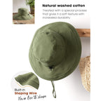 Sun Hats for Women Gardening Hat Wide Brim Ponytail Beach Sun Protection Breathable Cotton Summer Hat with Fold-Up Brim