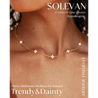 Dainty Clover Birthstone Gold Necklaces for Women Trendy Non Tarnish Layered 14K Gold Plated Station Choker Necklace Cute Flower Friendship Necklace Stack for Wedding Prom Brides Jewelry Gifts