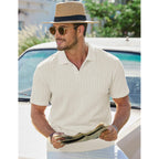 Jmierr Mens Casual Polo Shirt Summer Short Sleeve Vacation Button Beach Knit Stretchy Golf Shirts