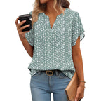 Zeagoo Womens Dressy Casual Shirts Short Sleeve V Neck Work Blouse Business Casual Summer Chiffon Tops