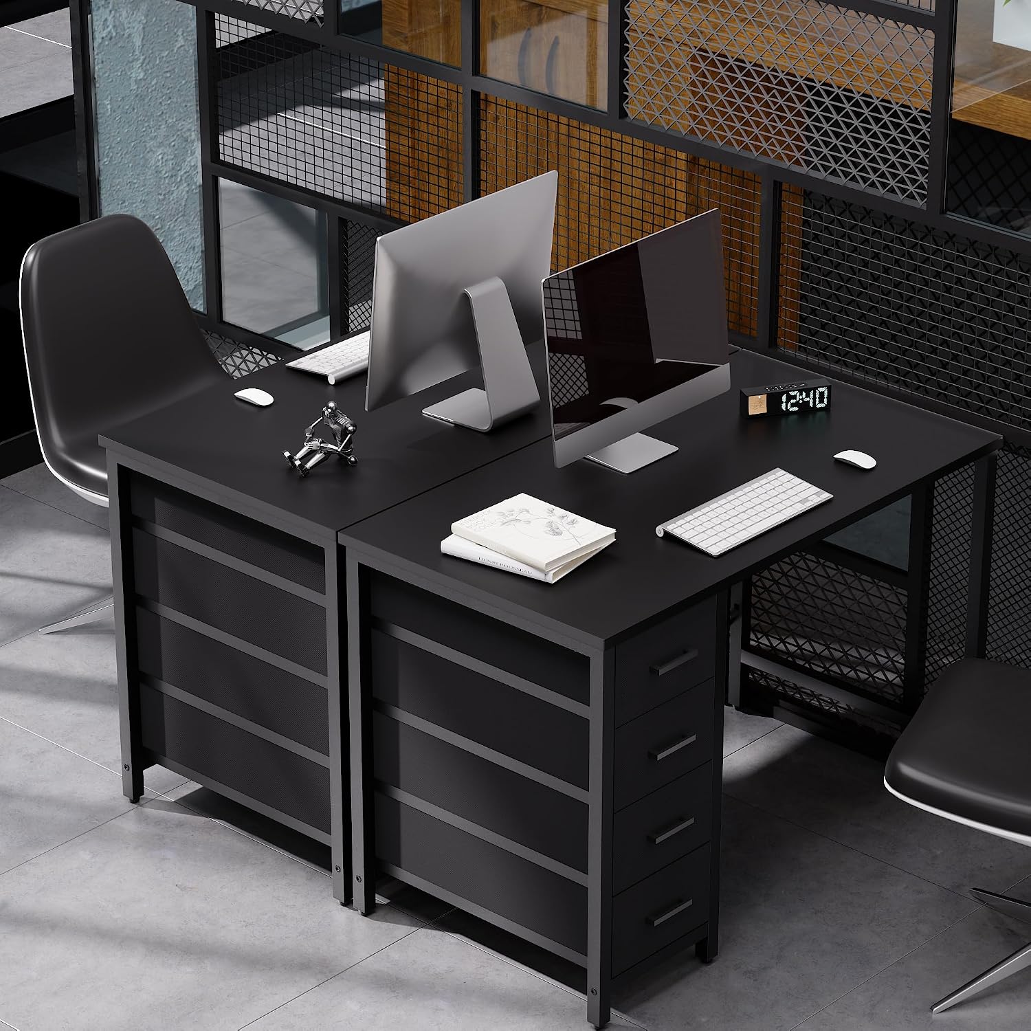 Pamray 32 Inch Computer Desk With 4 Drawers Small Office Desk For Home Bedroom Study Writing Simple Modern Computer Table Black